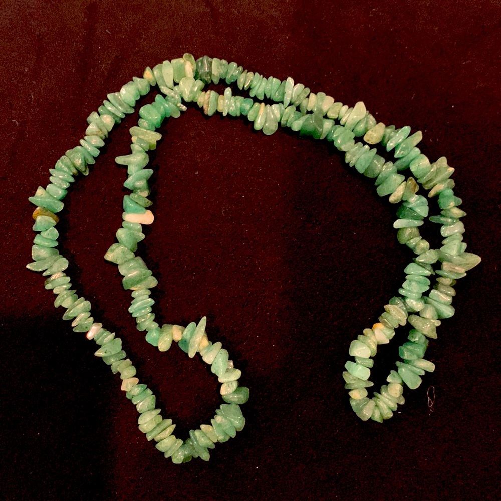Jade beads, natural cut and tumbled smooth. 26”.